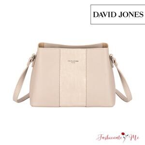 David Jones PU Leather Adjustable Shoulder Strap Crossbody Bag | Natural